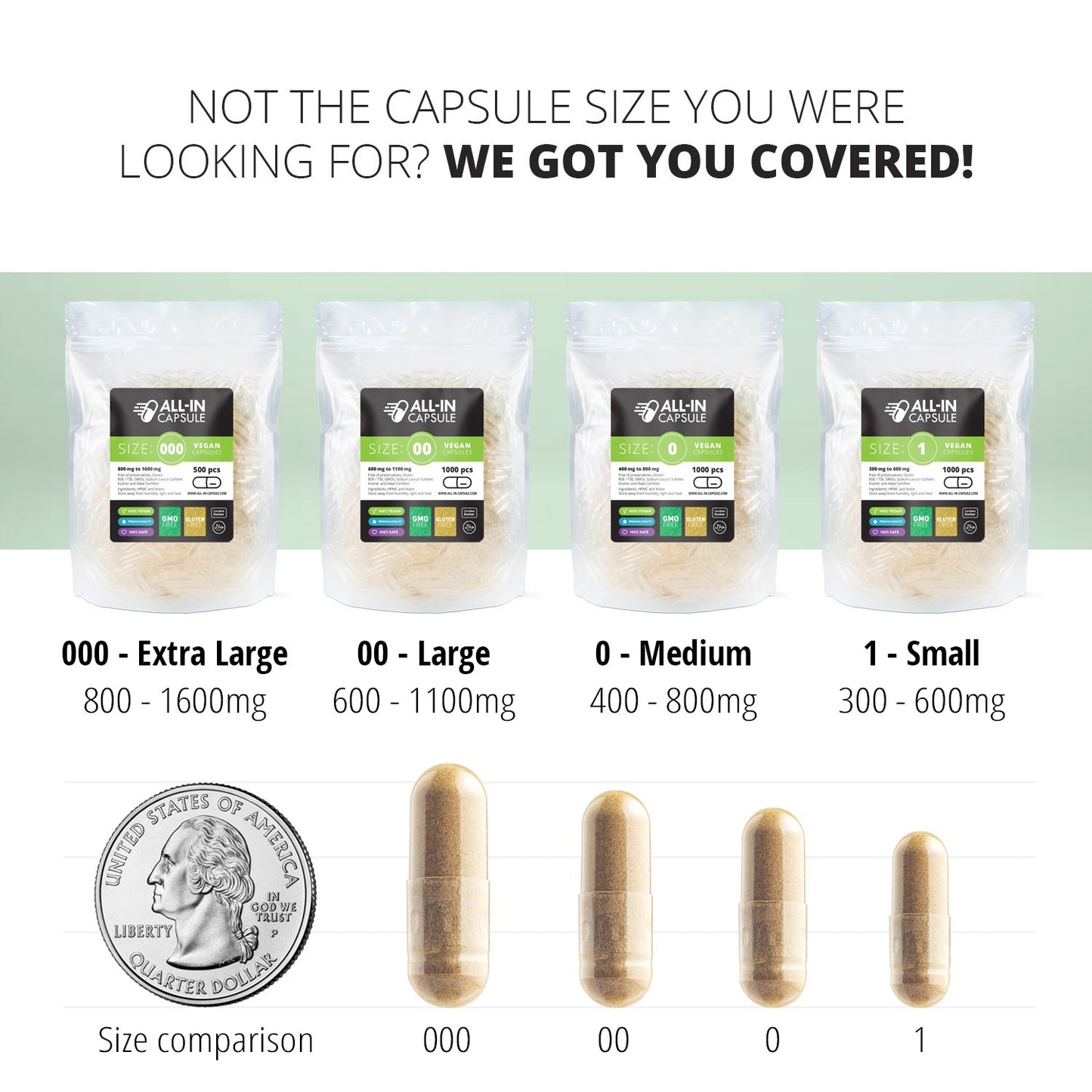 Empty Vegetarian Capsules - Size 000 - 1000 count