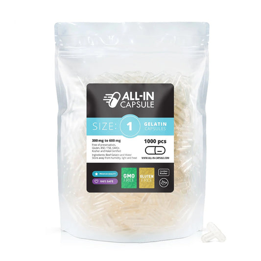 Empty Gelatin Capsules - Size 1 - 1000 count