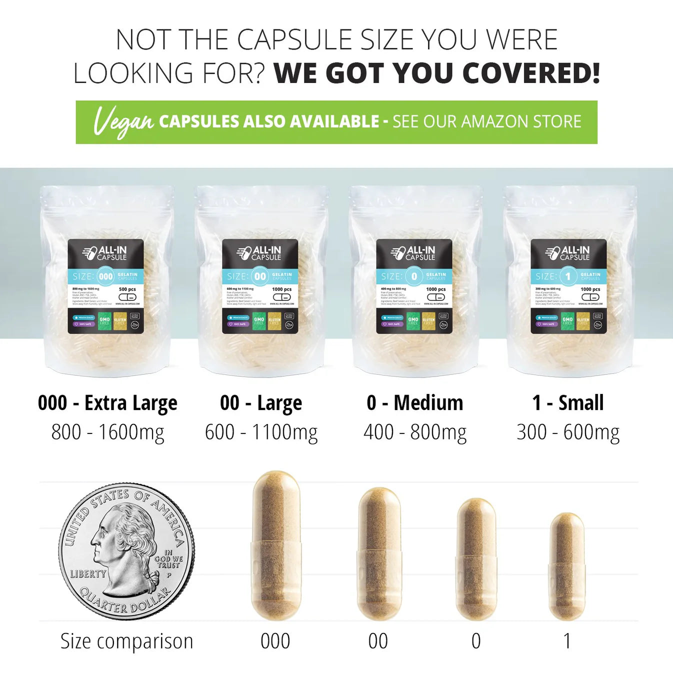 Empty Gelatin Capsules - Size 0 - 1000 count