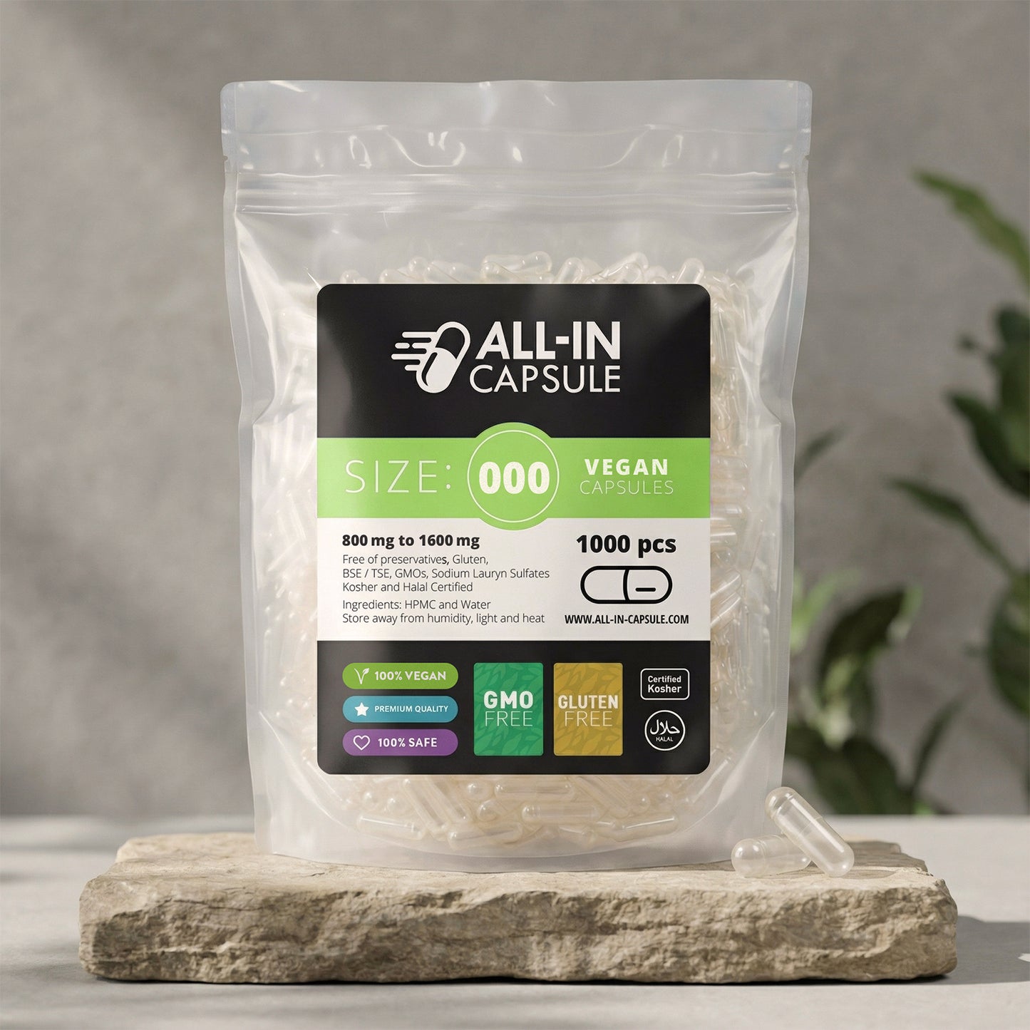 Empty Vegetarian Capsules - Size 000 - 1000 count