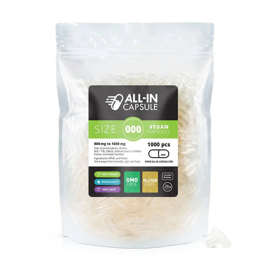 Empty Vegetarian Capsules - Size 00 - 1000 count