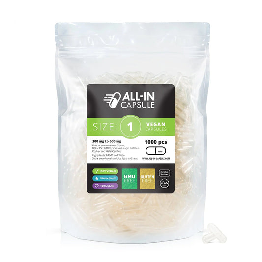 Empty Vegetarian Capsules - Size 1 - 1000 count