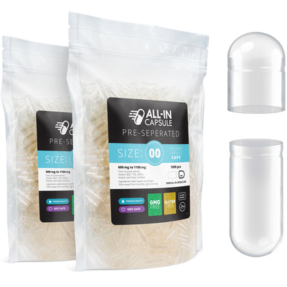 Capsule Filling Machine Size 00 With 1000 Empty PRESEPARATED Gelatin Capsules